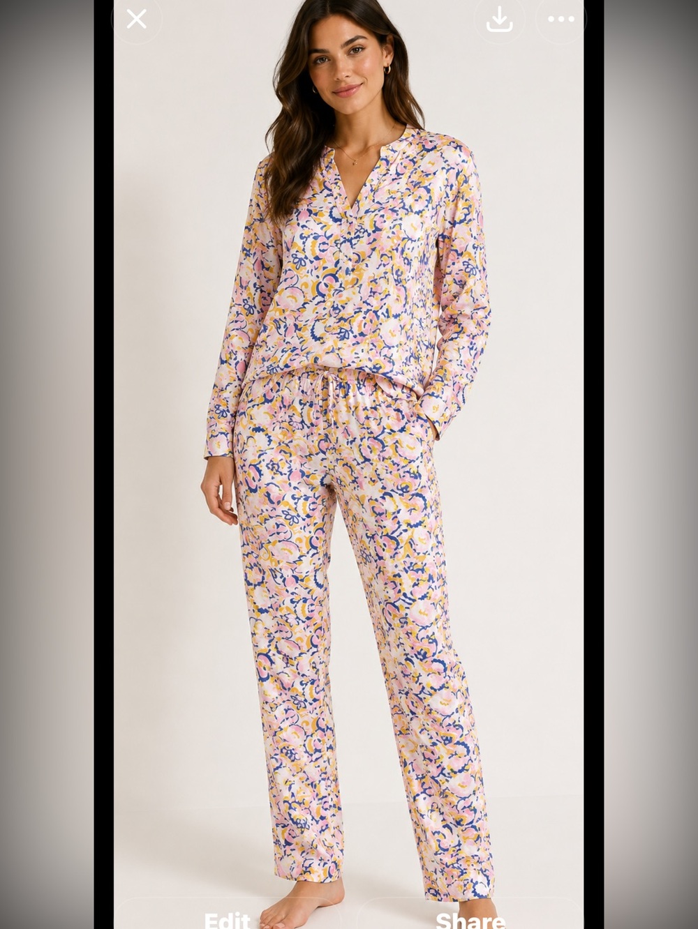 J crew slik pull on  paisley swirl multi color pants set size 4  small pink